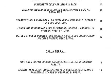 Ed ecco a voi le nostre proposte fuori menu con piatti di stagione e rivisitati …