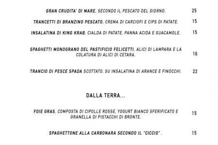 E come consuetudine vi anticipiamo i nostri fuori menu sia di terra che di mare….